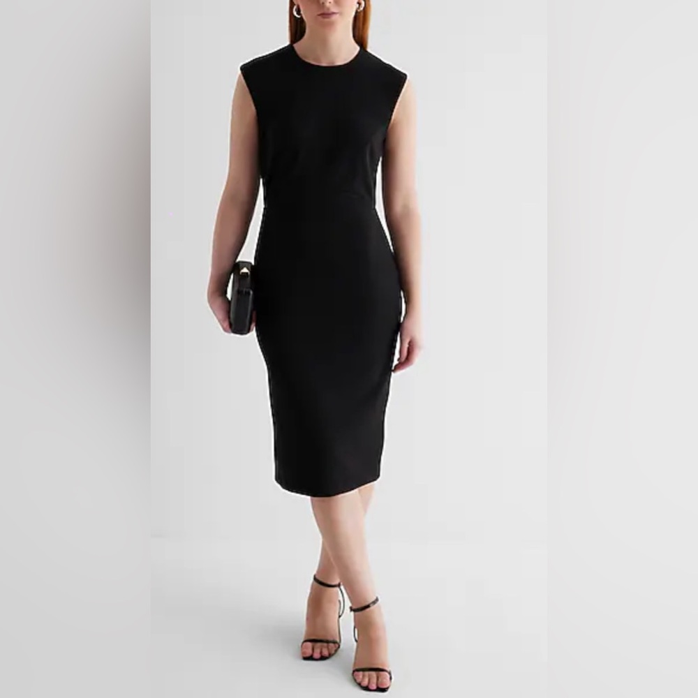 Express Crew Neck Cap Sleeve Back Zipper Midi Sheath Dress size large